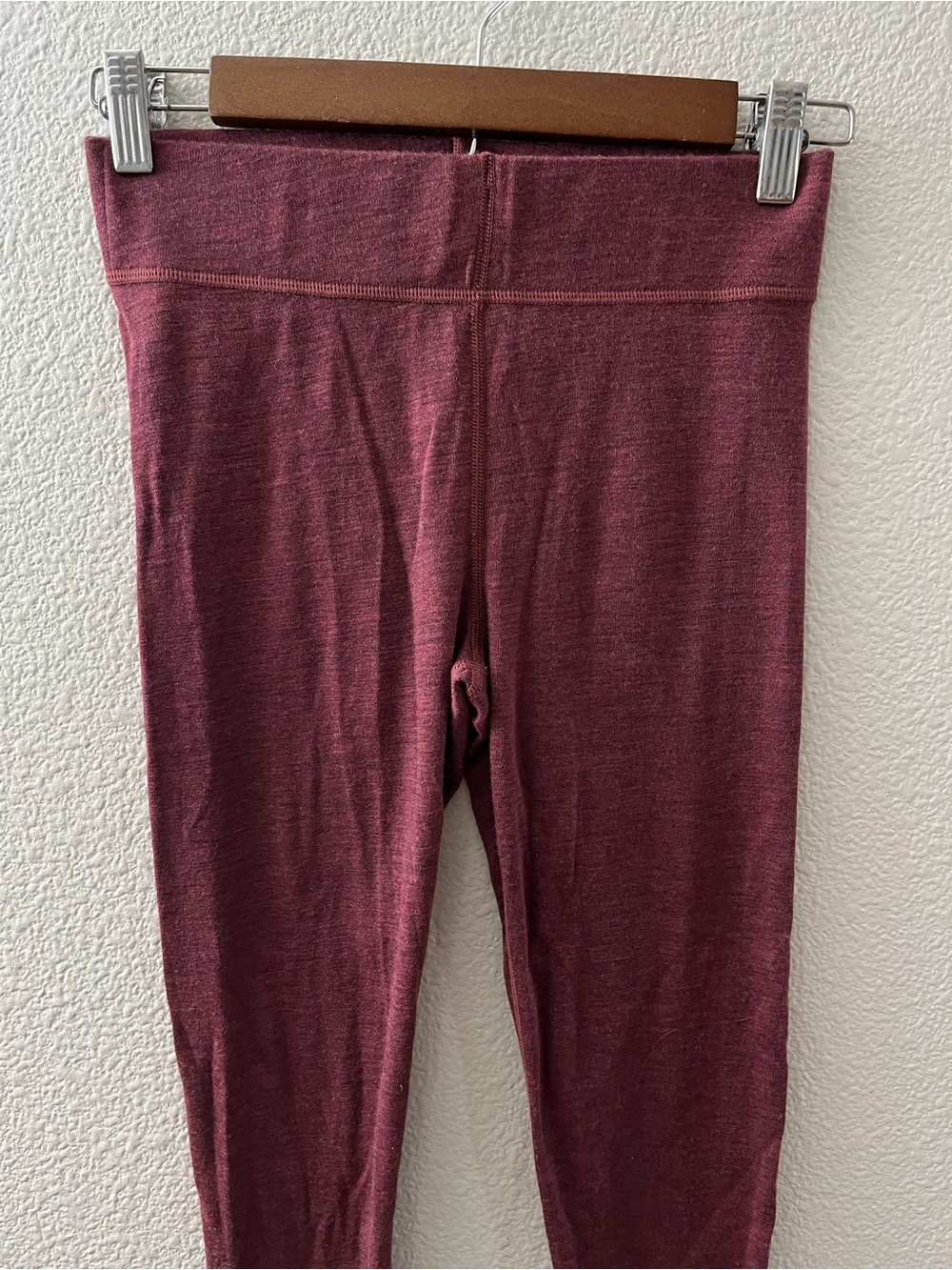 Woolx Avery Leggings 100% Australian Merino Wool Base Layer Burgundy Small - Picture 2 of 8